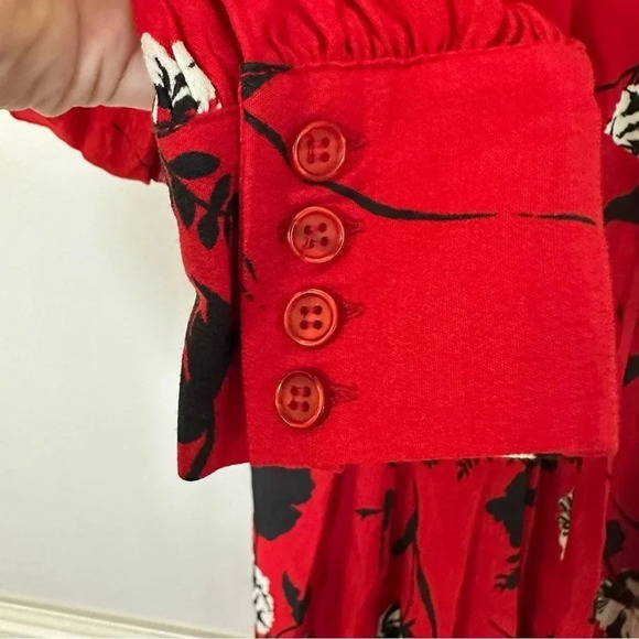 Yumi Kim Shore Thing Dress Long Sleeve V-Neck Floral Print Flowy Dress Sz S NWT - Picture 5 of 11